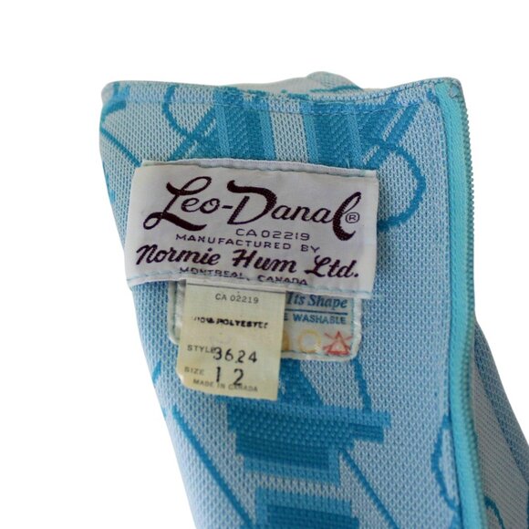 Vintage A-Line Dress Leo Danal Normie Hum Blue Sailboat Patterned Sleeveless D1 - Picture 7 of 7